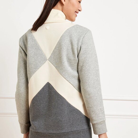 Talbots French Terry Colorblock Mockneck Pullover P $90 - Picture 2 of 2